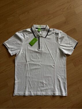 BOSS White Polo with Black Contrast Trim